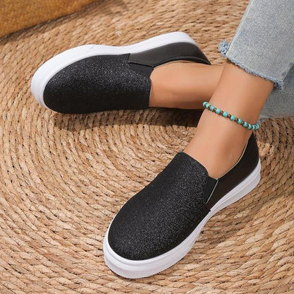 Women's Casual Sequined Slip-on Elastic Flat Sneakers 46205840S