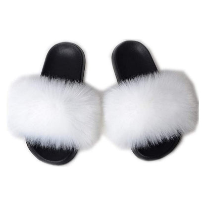 Women's Faux Fur Decor Flat Slippers