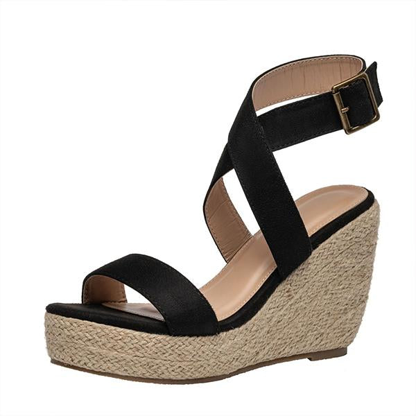 Women's Cross Strap Platform Wedge Open-Toe Sandals 02262971C