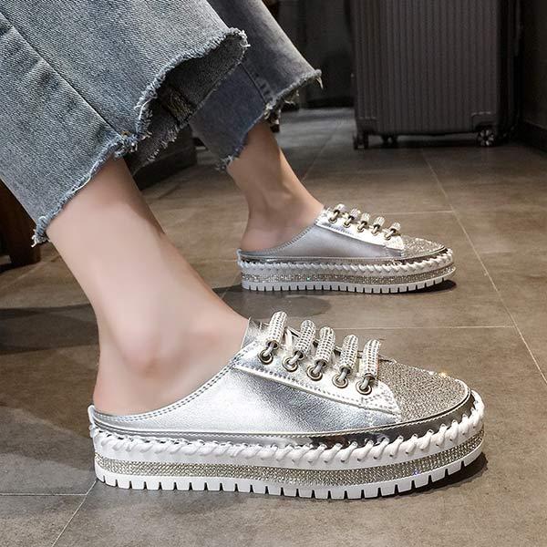 Women's Flat Rhinestone Thick Sole Casual Slippers 13542526C