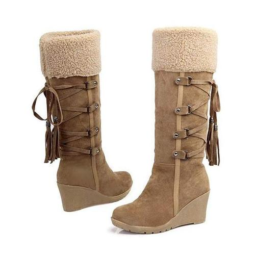 Warm Wedge Heel Snow Knee High Boots