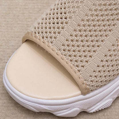 Women's Knit Elastic Slip-On Platform Sandals 86391564C