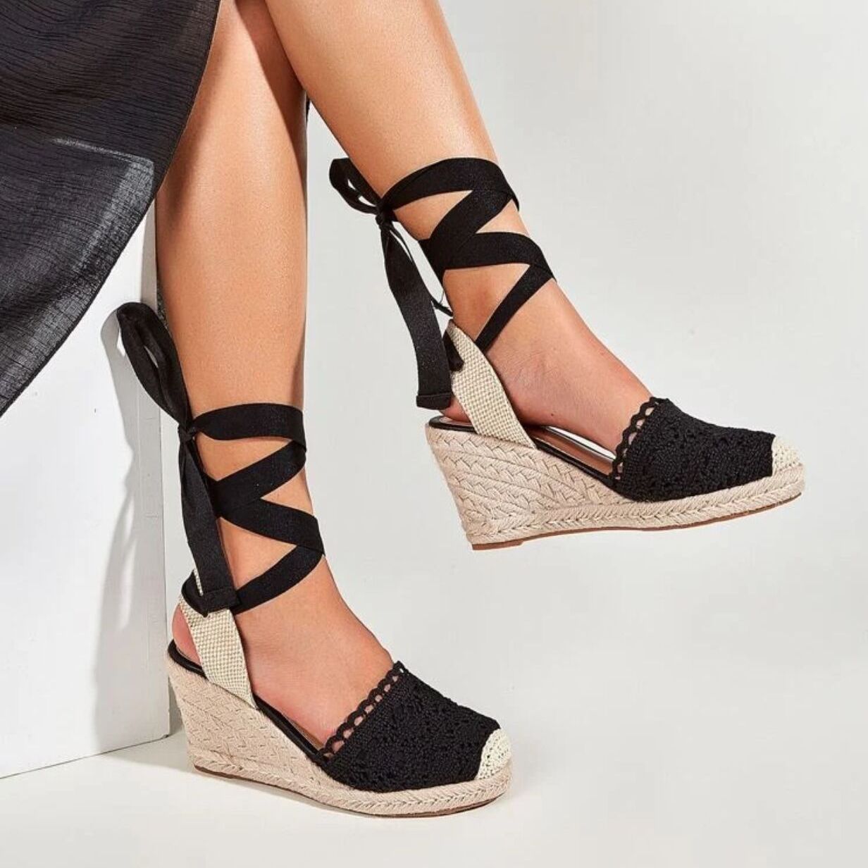 Comfortable Wedge Espadrilles: Women's Lace-Up Sandals for Beach Vacations