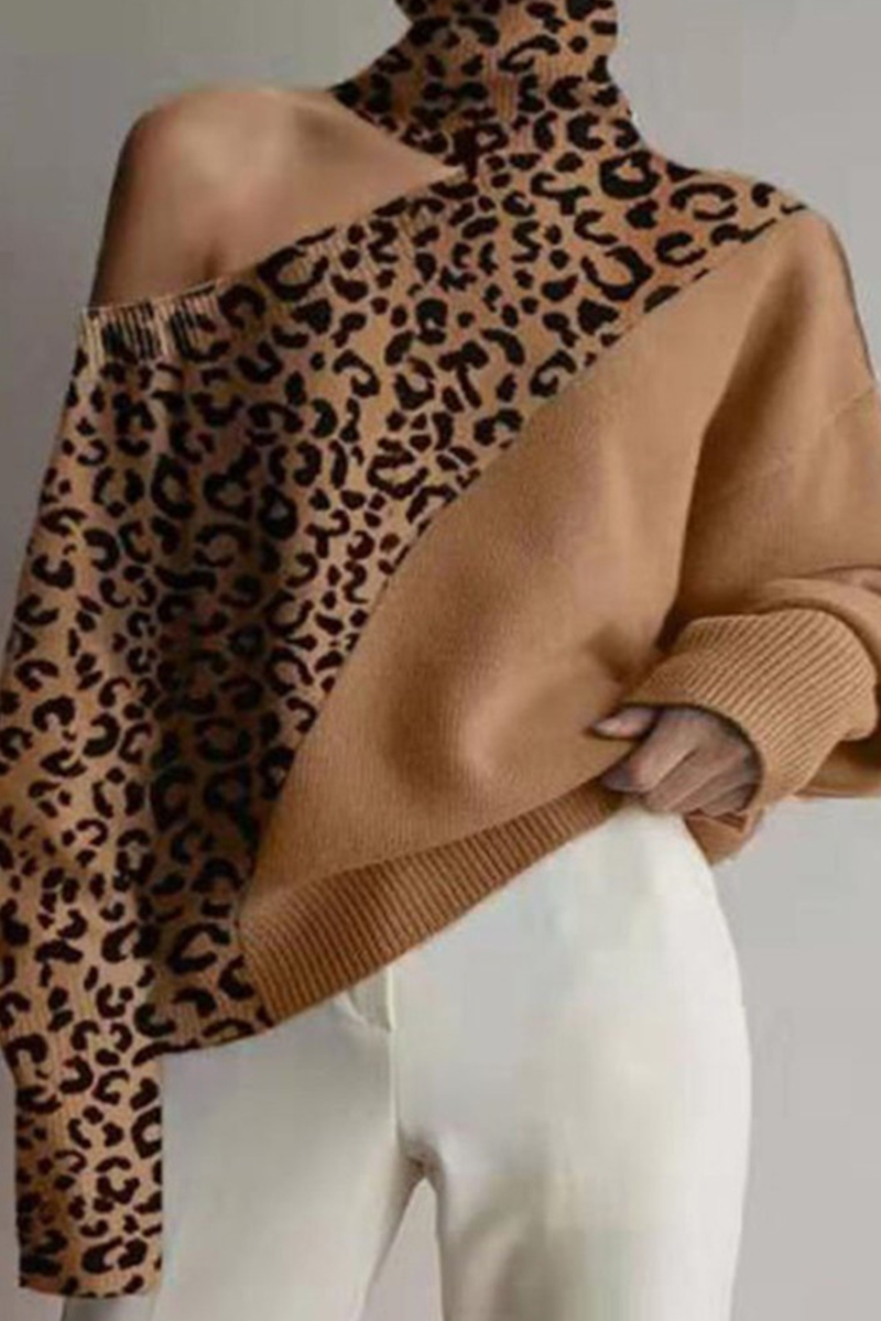 Casual Solid Hollowed Out Patchwork Turtleneck Tops Sweater