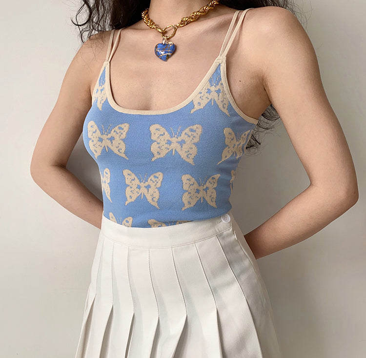 Y2K Butterfly Blues Camisole ~ HANDMADE