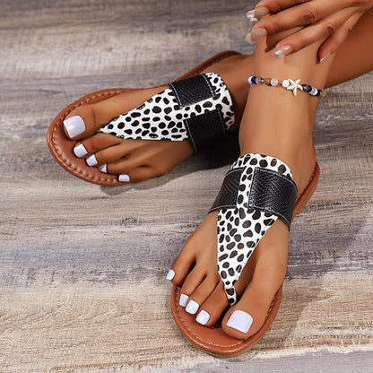 Women's Leopard Print Buckle Casual Flip Flops 59002904C