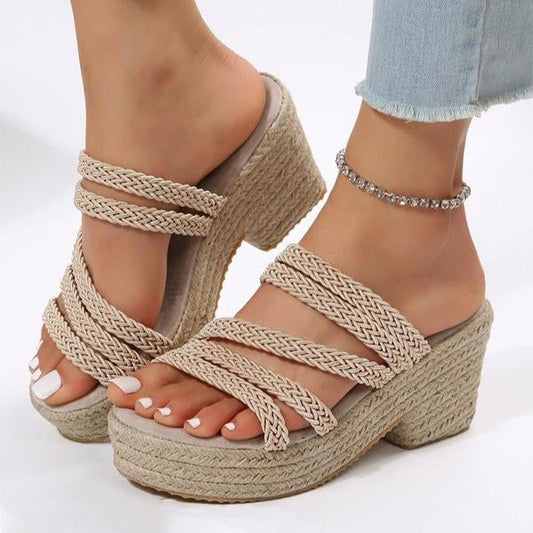 Women's Platform Fashion Woven Wedge Slippers 04433786C