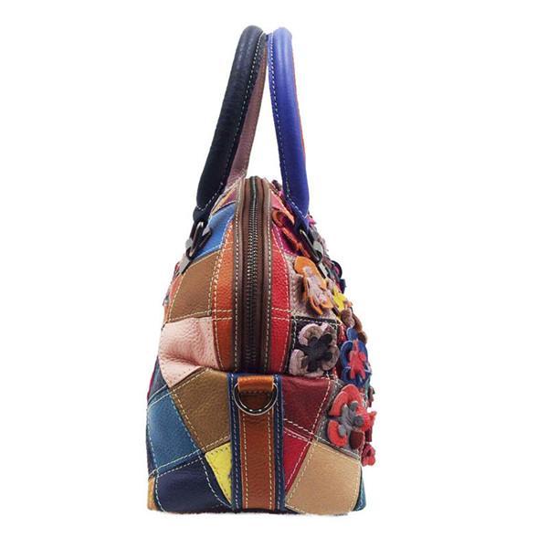 Bohemian Floral Shell Handbag Genuine Leather Patchwork Crossbody Bag