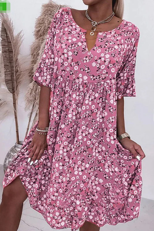 Sweet Elegant Floral O Neck A Line Dresses