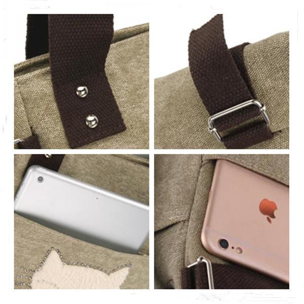 Casual Cute Cat Large Capacity Canvas Handbag Shoulder Bag