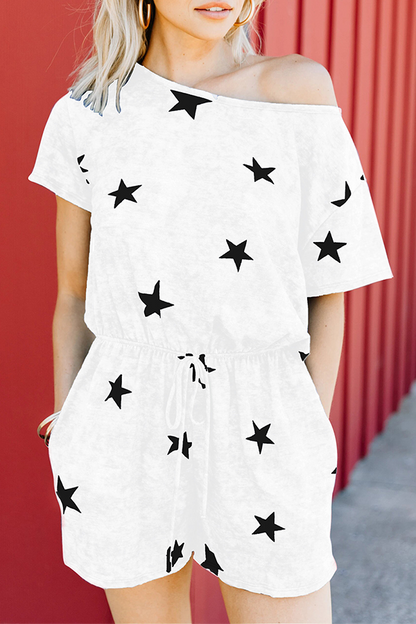 Casual Street The stars Pocket Frenulum O Neck Jumpsuits(5 colors)