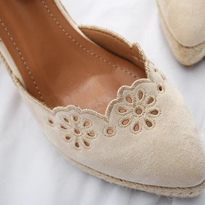 Women's Hollow Fashion Pointed Straw Wedge Sandals 96220722C