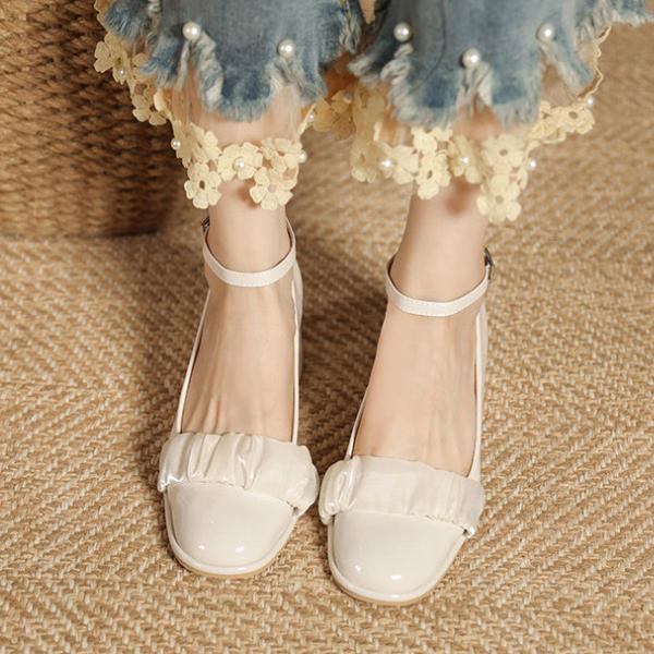 Women's Elegant Mesh Round Toe Thick Heel Mary Jane 25125933C