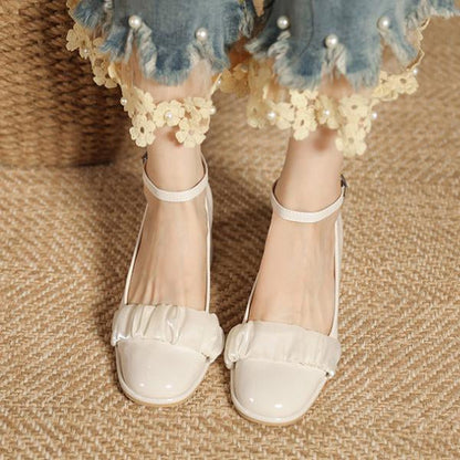 Women's Elegant Mesh Round Toe Thick Heel Mary Jane 25125933C