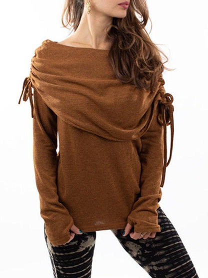 Rouche Neck Long Sleeve Hippie Jumper