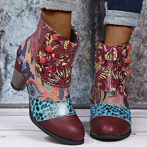 Personality Ethnic Stitching Booties