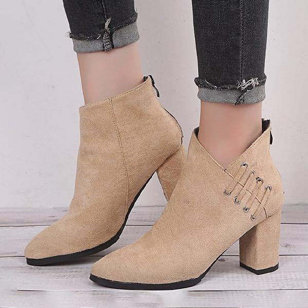 Women's Fashion Suede Pointed Toe Booties 57365168S