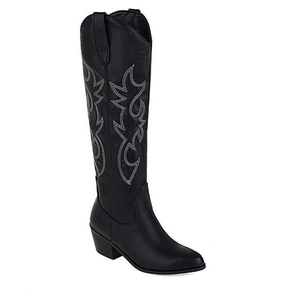 Women'S Mid Heel Embroidered Cavalier Boots 17011928C