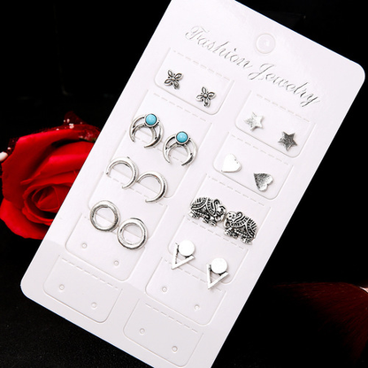 Boho Turquoise Stud Earring Set