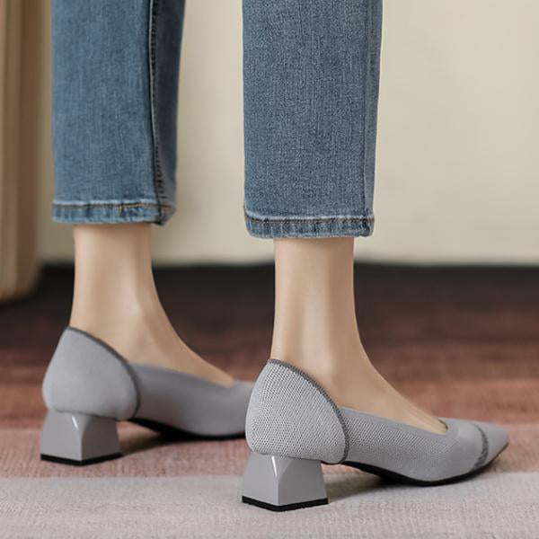 Women's Flying Woven Chunky Heel Pointed Shoes 73427463S