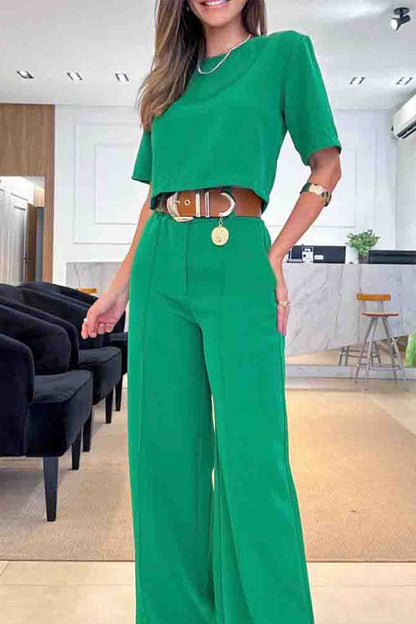 Casual Solid Solid Color Short Sleeve Two Pieces