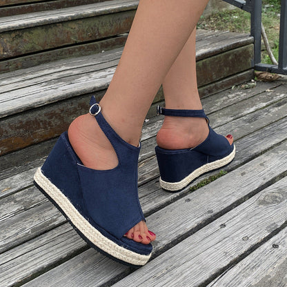 Women's Platform Wedge Suede Sandals