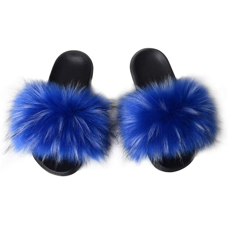 Women's Faux Fur Decor Flat Slippers