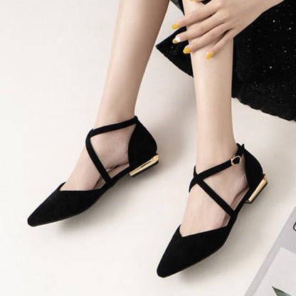 Women's Fashion Pointed Toe Cross Strap Flat Shoes 03832363C