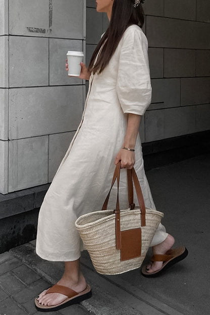 Casual Solid V Neck A Line Dresses