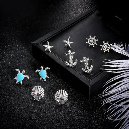 Boho Turquoise Stud Earring Set