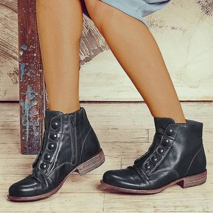 Side Zip Button Biker Boots