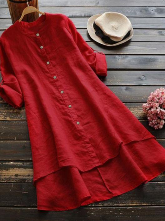 Long Sleeve Shirt With Solid Color Buttons