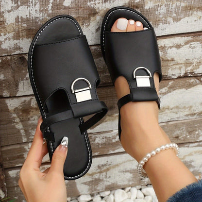 Trendy Open Toe Flat Sandals for Women - Non-Slip Beach Slides