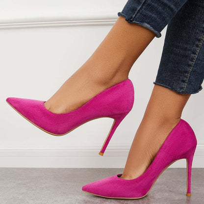 Classic Suede Pointed Toe Dress Pumps Stiletto High Heels