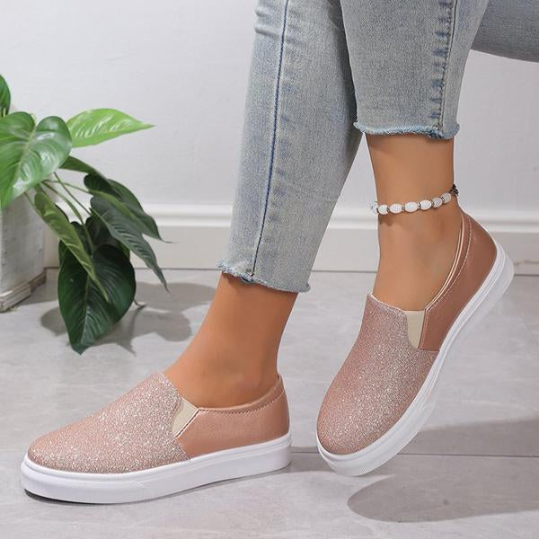 Women's Casual Sequined Slip-on Elastic Flat Sneakers 46205840S