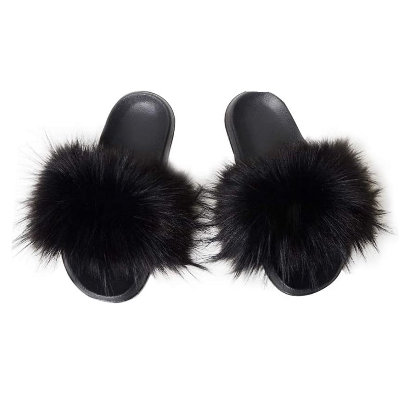 Women's Faux Fur Decor Flat Slippers