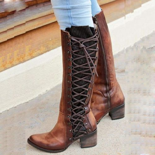 Round Toe High Side Zipper Boots