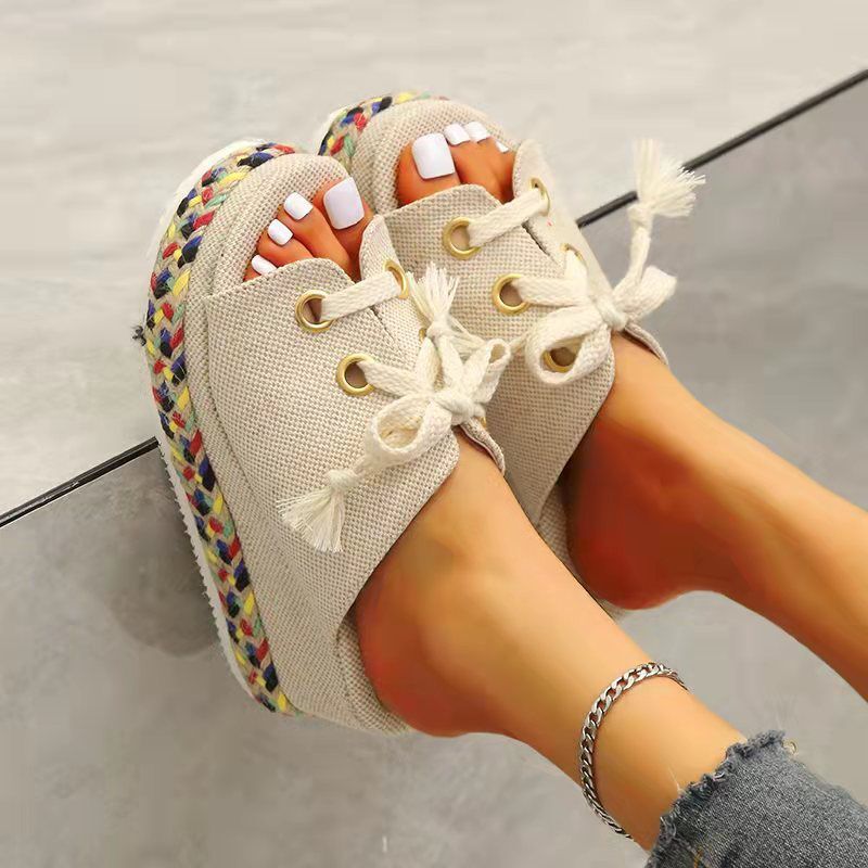 Women's Wedge Colorblock Woven Sandals