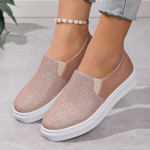 Women's Casual Sequined Slip-on Elastic Flat Sneakers 46205840S