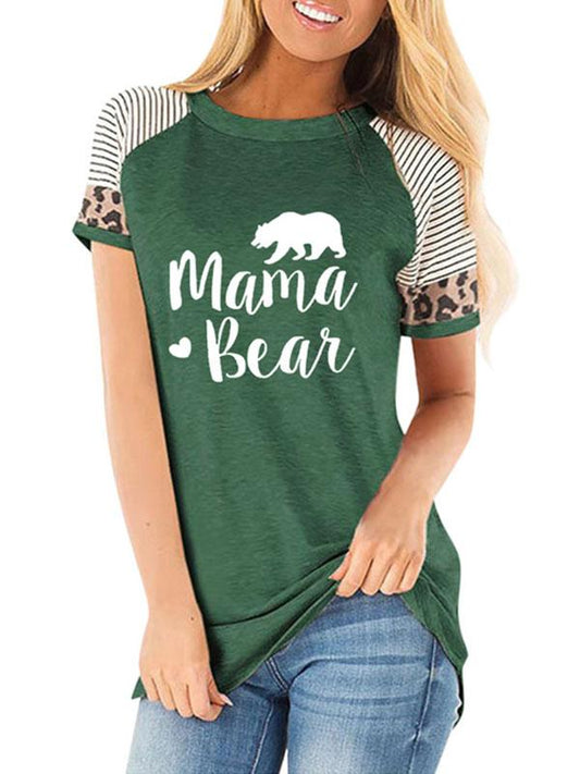 Short Sleeve Printed MAMA BEAR Slim T-shirt