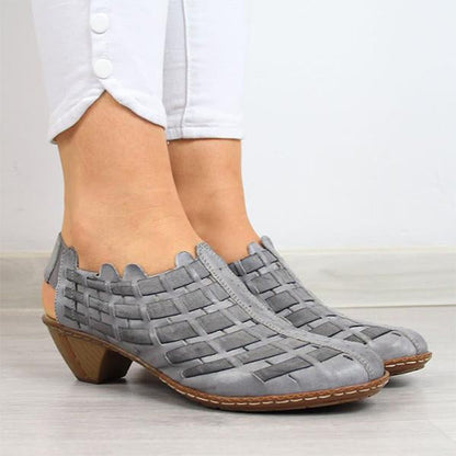 Women's Colorblock Cross-woven Casual Pointed Toe Booties 38467893C