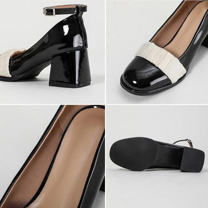 Women's Elegant Mesh Round Toe Thick Heel Mary Jane 25125933C