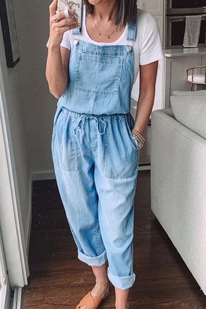 Casual Solid Split Joint Spaghetti Strap Harlan Jumpsuits