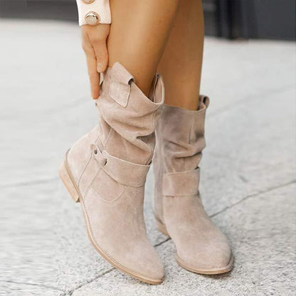 Women'S Low Heel Suede Boots 67273521C