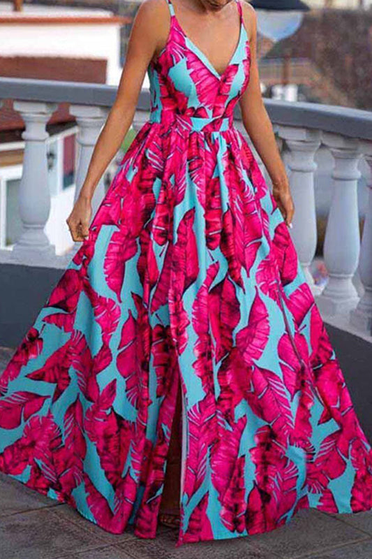 Sexy Elegant Floral Patchwork V Neck Printed Dress Dresses