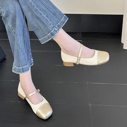 Women's Elegant Stitching Gold Flat Mary Jane 92784024S