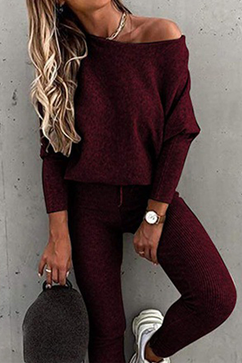 Fashion Casual Solid Patchwork Long Sleeve Two Pieces(7 colors)