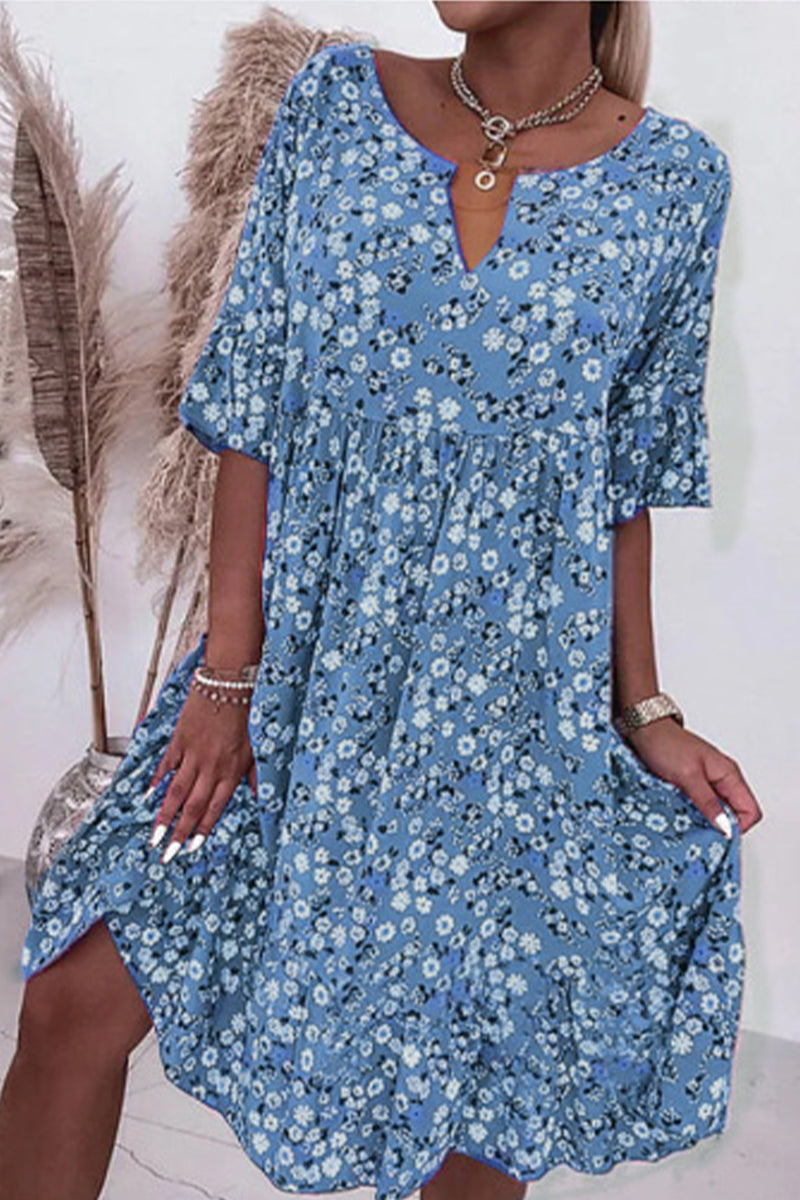 Sweet Elegant Floral O Neck A Line Dresses