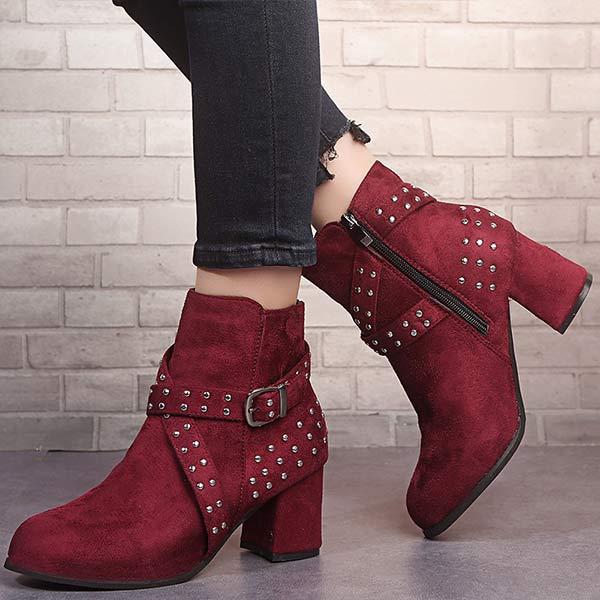 Women's Chunky Heel Belted Ankle Boots 04778254C