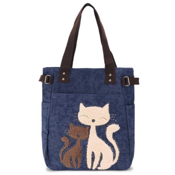 Casual Cute Cat Large Capacity Canvas Handbag Shoulder Bag